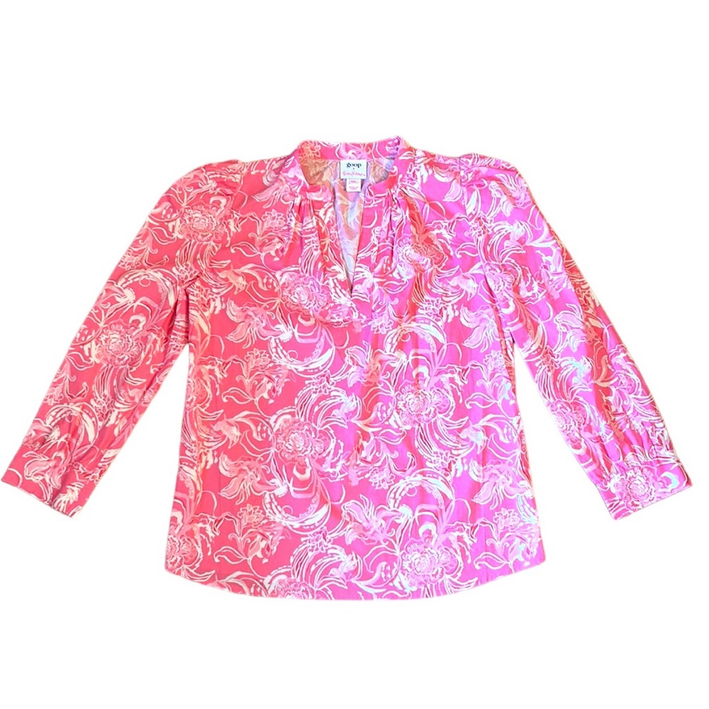 Lilly Pulitzer x Goop Paltrow Floral Blouse Pink and White Women’s Size XXS